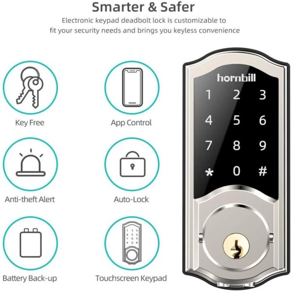 Smart Deadbolt,  Keyless Entry Door Lock for Front Door with Keypad, Bluetooth Smart Locks Work with Alexa, Auto Lock, Digital C - Image 3