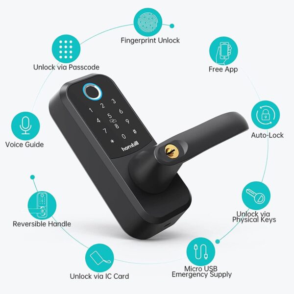 Biometric Electronic Deadbolt Handle Lock - Image 3
