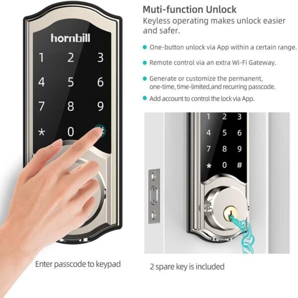 Smart Deadbolt,  Keyless Entry Door Lock for Front Door with Keypad, Bluetooth Smart Locks Work with Alexa, Auto Lock, Digital C - Image 6