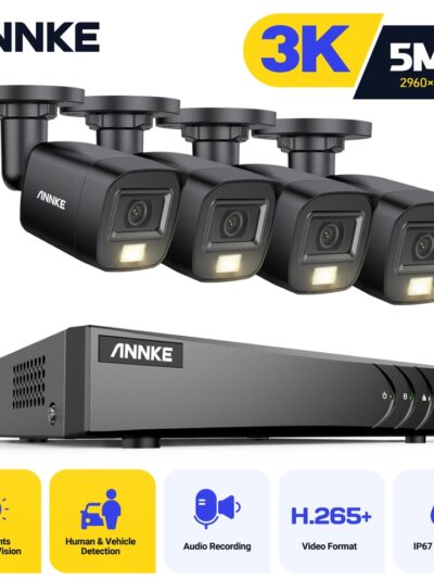 CCTV Kit with 3K 4X 5MP Built-in Mic Cameras