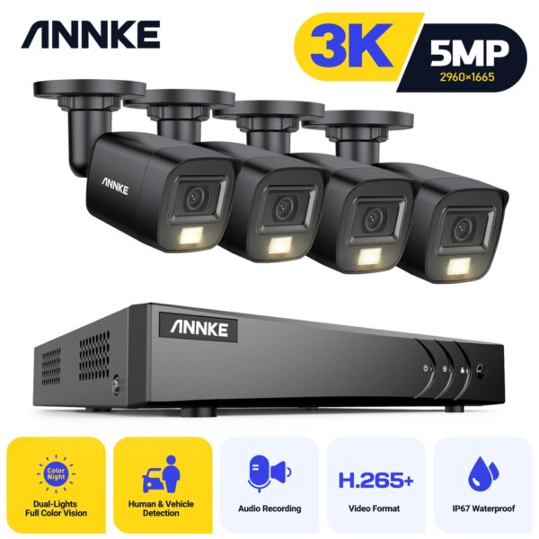 CCTV Kit with 3K 4X 5MP Built-in Mic Cameras